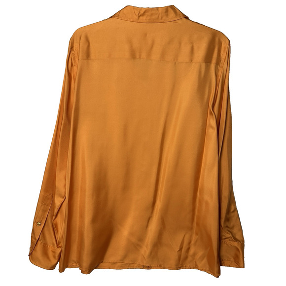 Jones New York 100% Silk Button Front Blouse XL Orange Sherbet Shirt NWT NOS Y2K - Picture 3 of 14
